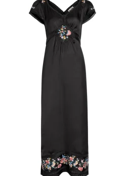 Carey embroidered satin midi dress