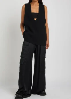 Cargobelas wide-leg satin trousers