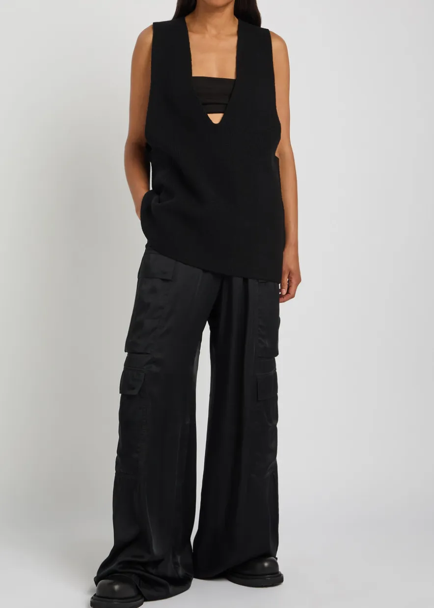 Cargobelas wide-leg satin trousers