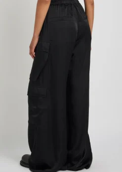 Cargobelas wide-leg satin trousers