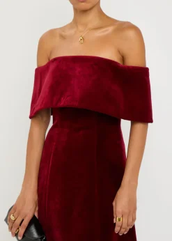 Carita off-the-shoulder velvet midi dress