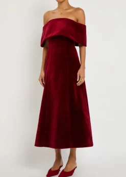 Carita off-the-shoulder velvet midi dress