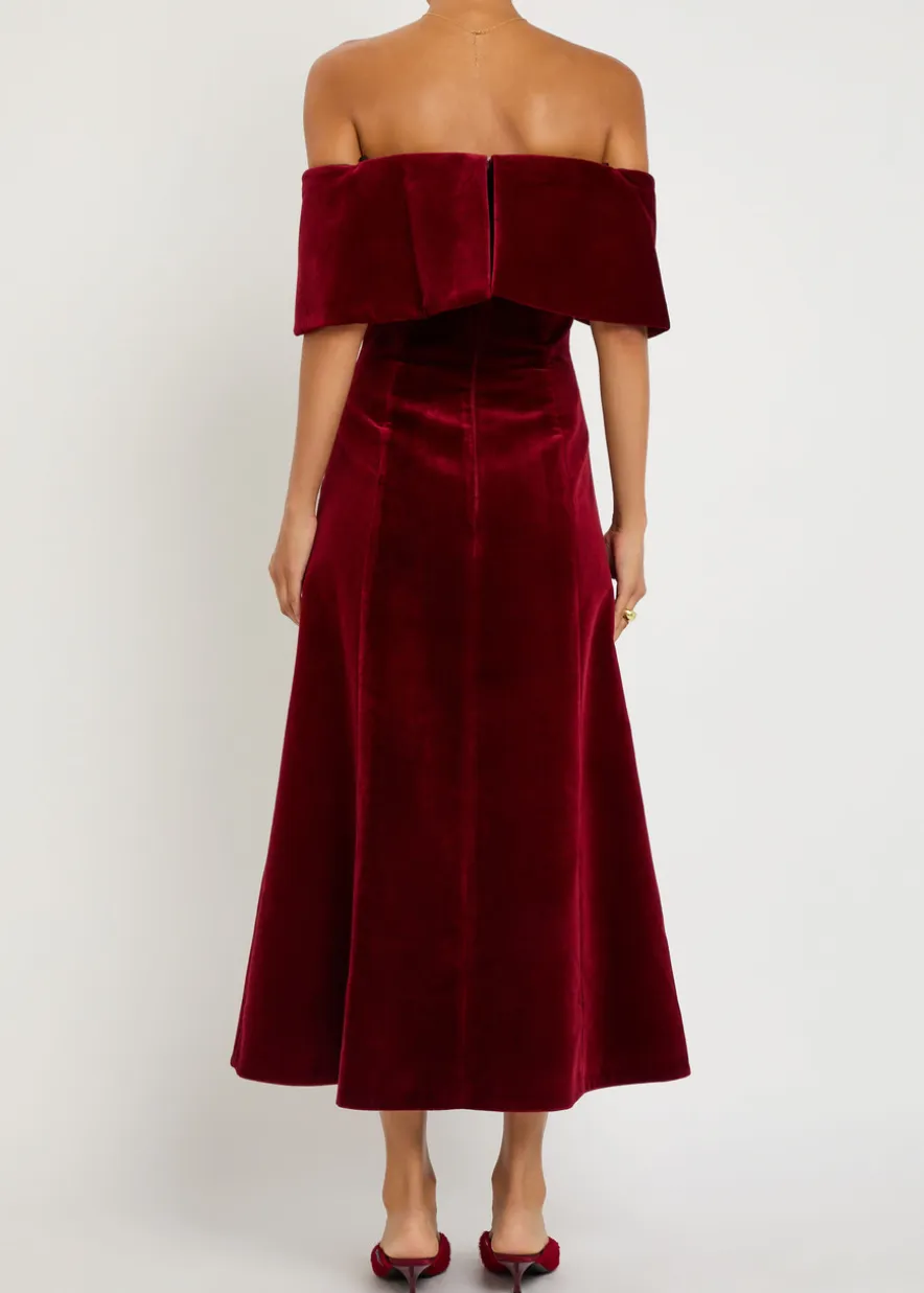 Carita off-the-shoulder velvet midi dress