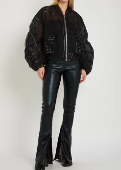 Carmen flared-leg leather-blend trousers