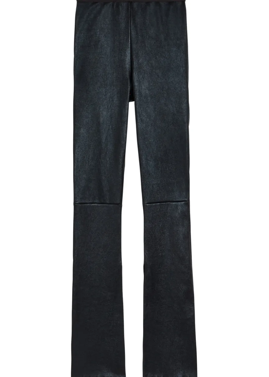 Carmen flared-leg leather-blend trousers
