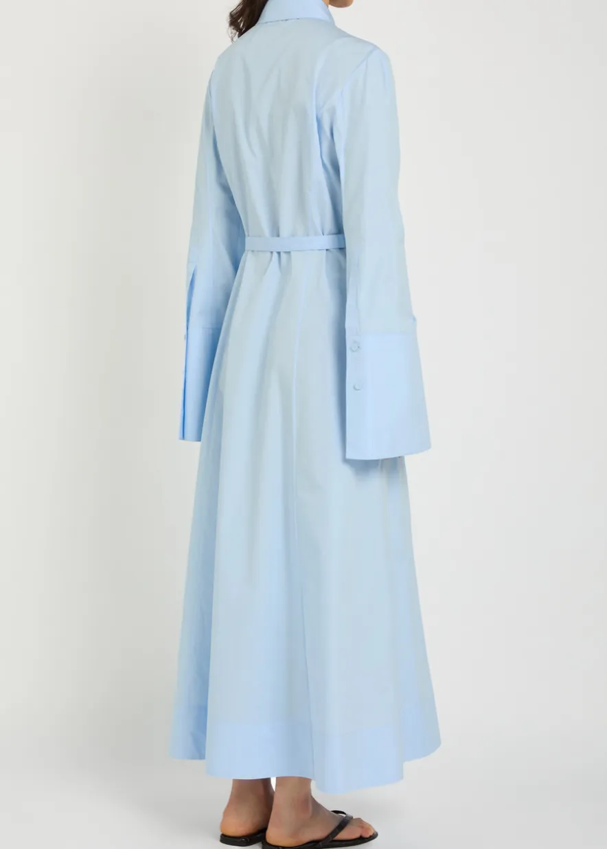 Carmina belted cotton-poplin maxi shirt dress