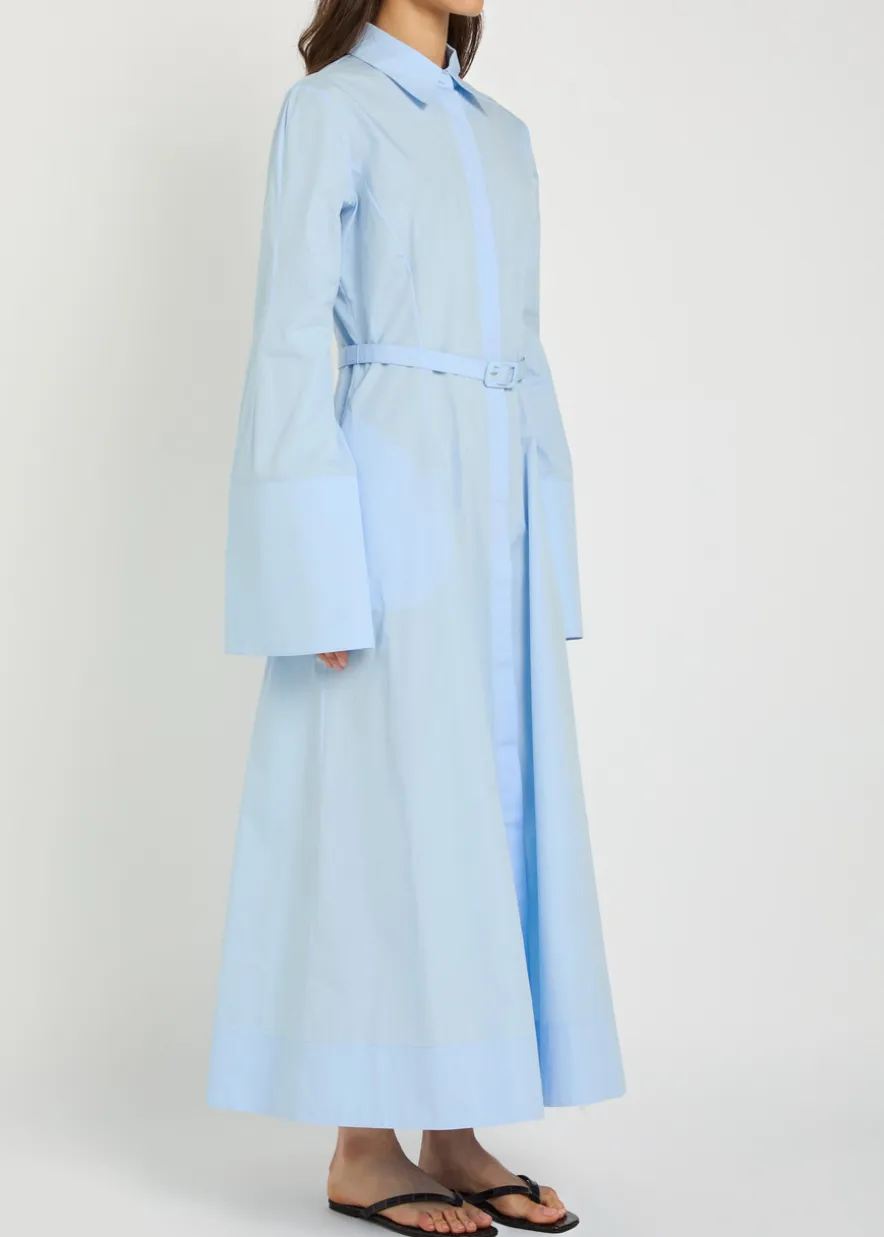 Carmina belted cotton-poplin maxi shirt dress