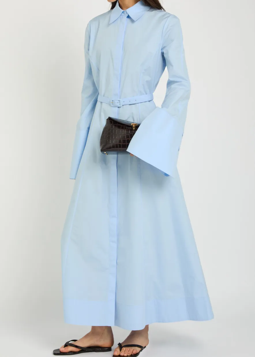 Carmina belted cotton-poplin maxi shirt dress