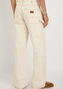 Carpenter paint-splatter canvas cargo trousers