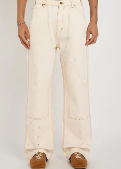 Carpenter paint-splatter canvas cargo trousers