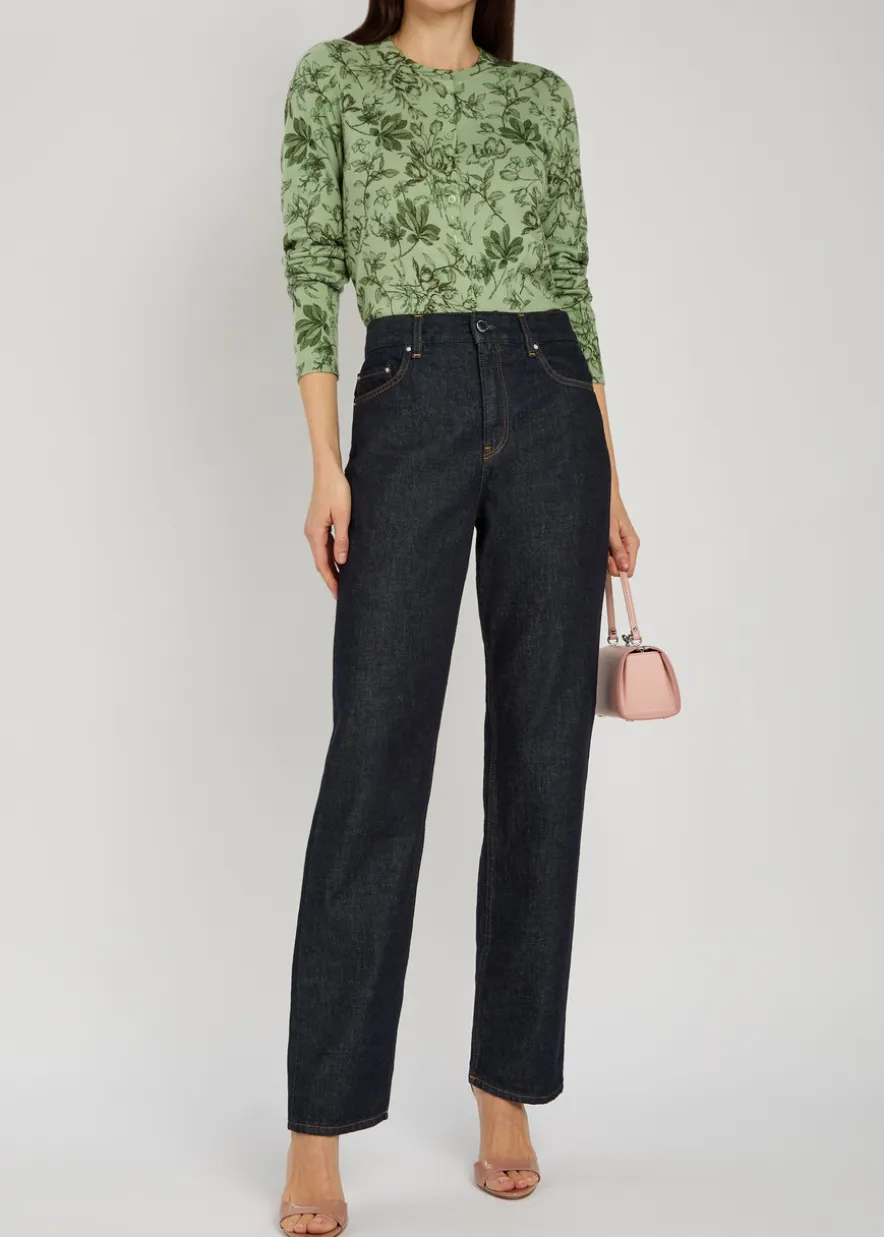 Carson floral cropped cotton-blend cardigan