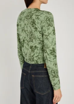 Carson floral cropped cotton-blend cardigan
