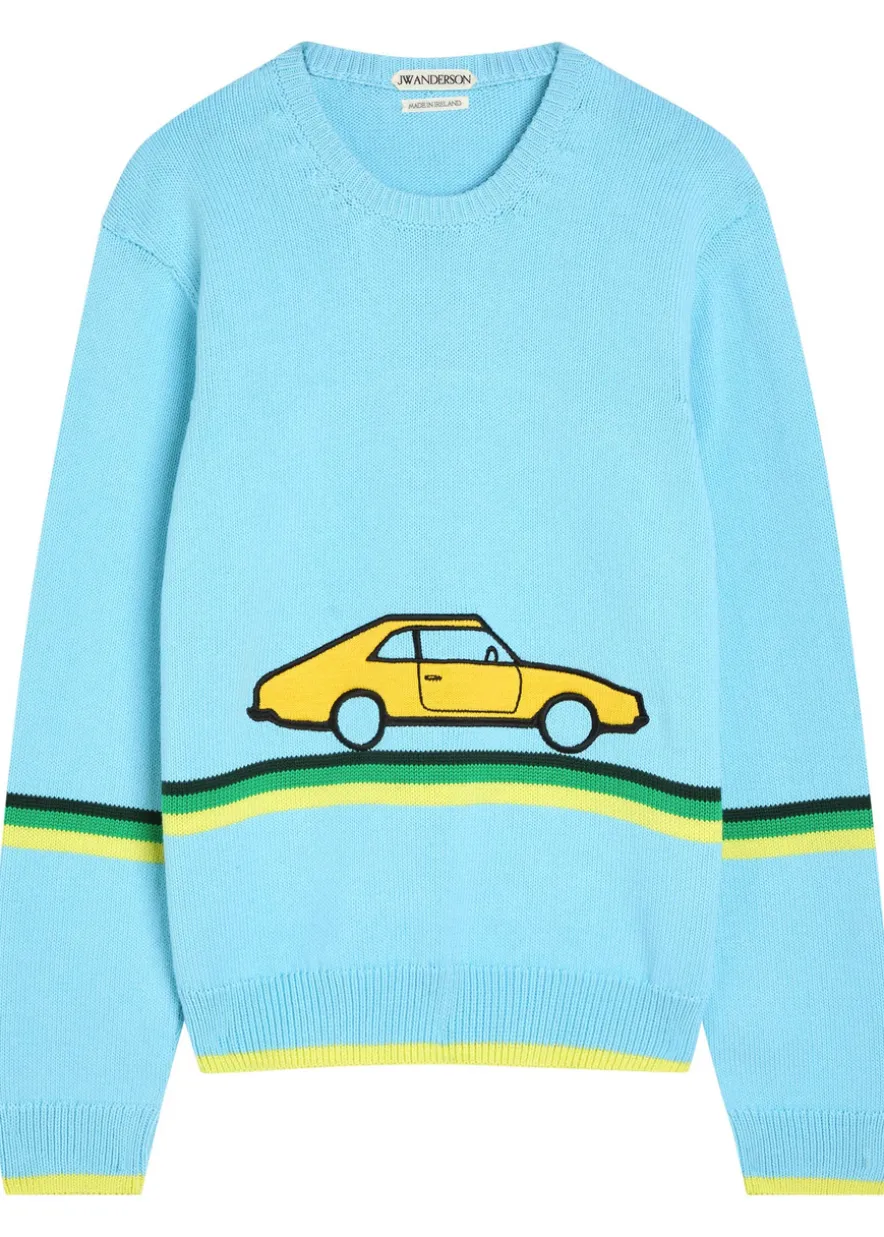 Car striped cotton-knit jumper