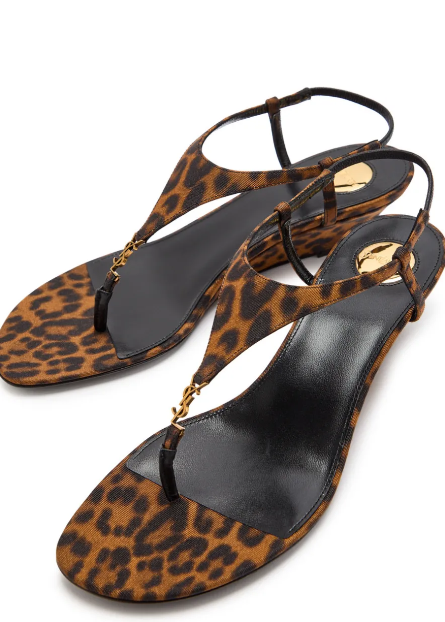 Cassandra 40 leopard-print grosgrain wedge sandals