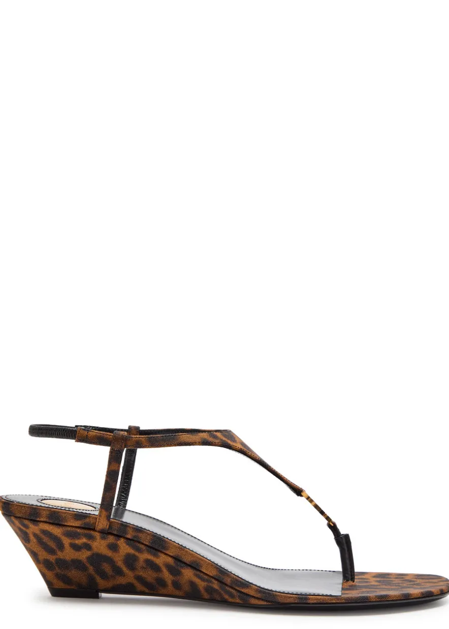 Cassandra 40 leopard-print grosgrain wedge sandals