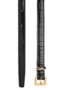 Cassandre Extra Thin crocodile-effect leather belt