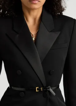Cassandre Extra Thin crocodile-effect leather belt