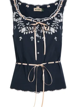 Cassara embroidered cotton top