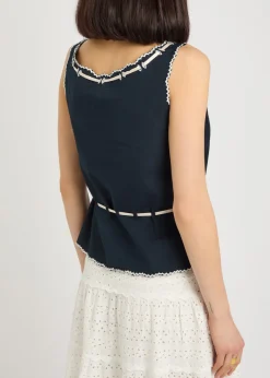 Cassara embroidered cotton top