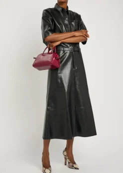 Cassia leather midi skirt