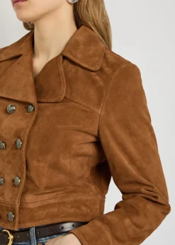 Cassidy double-breasted cropped suede jacket