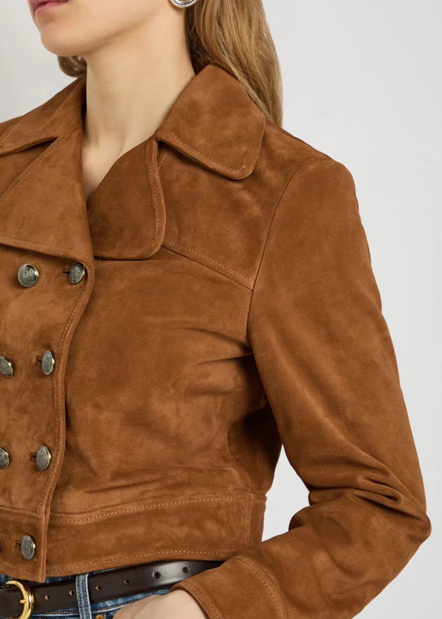 Cassidy double-breasted cropped suede jacket