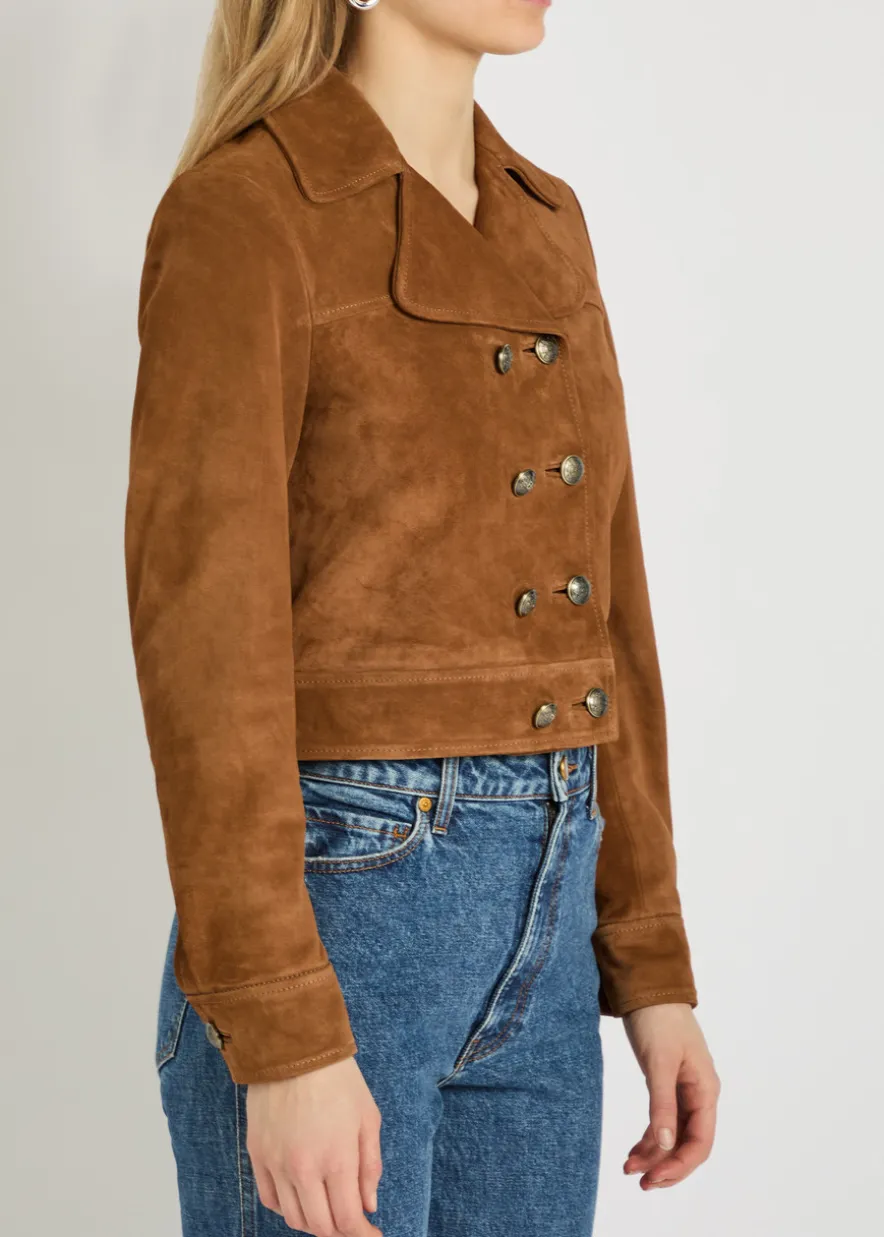 Cassidy double-breasted cropped suede jacket