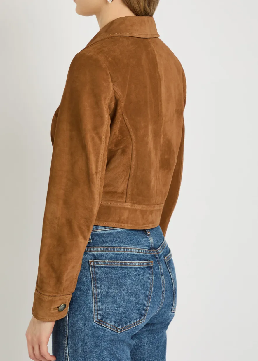 Cassidy double-breasted cropped suede jacket