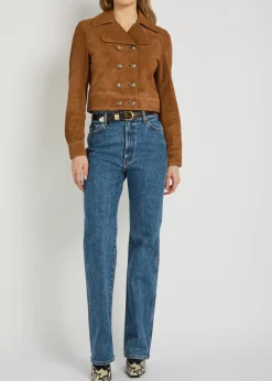 Cassidy double-breasted cropped suede jacket