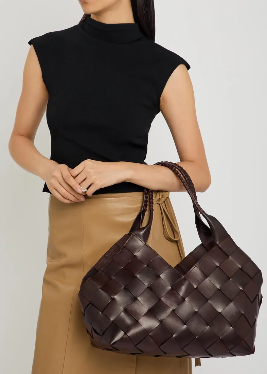 Castello Large woven leather tote bag