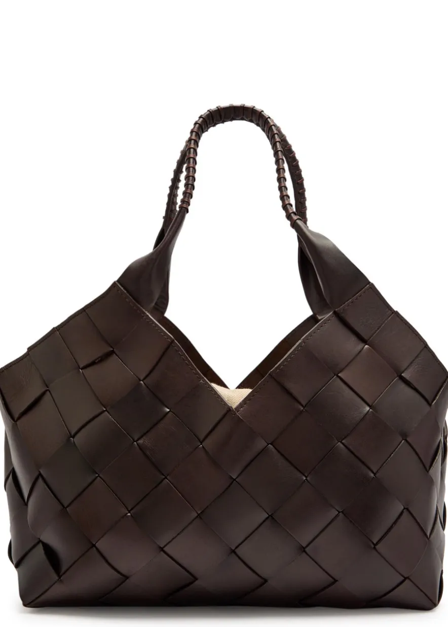 Castello Large woven leather tote bag