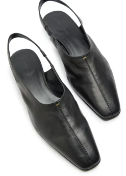 Cecilia grained leather slingback flats