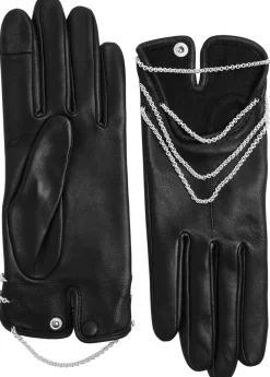 Celeste chain-embellished leather gloves