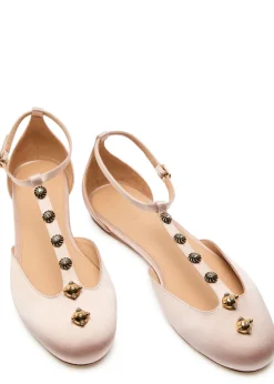 Celeste embellished satin ballet flats