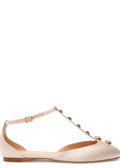 Celeste embellished satin ballet flats
