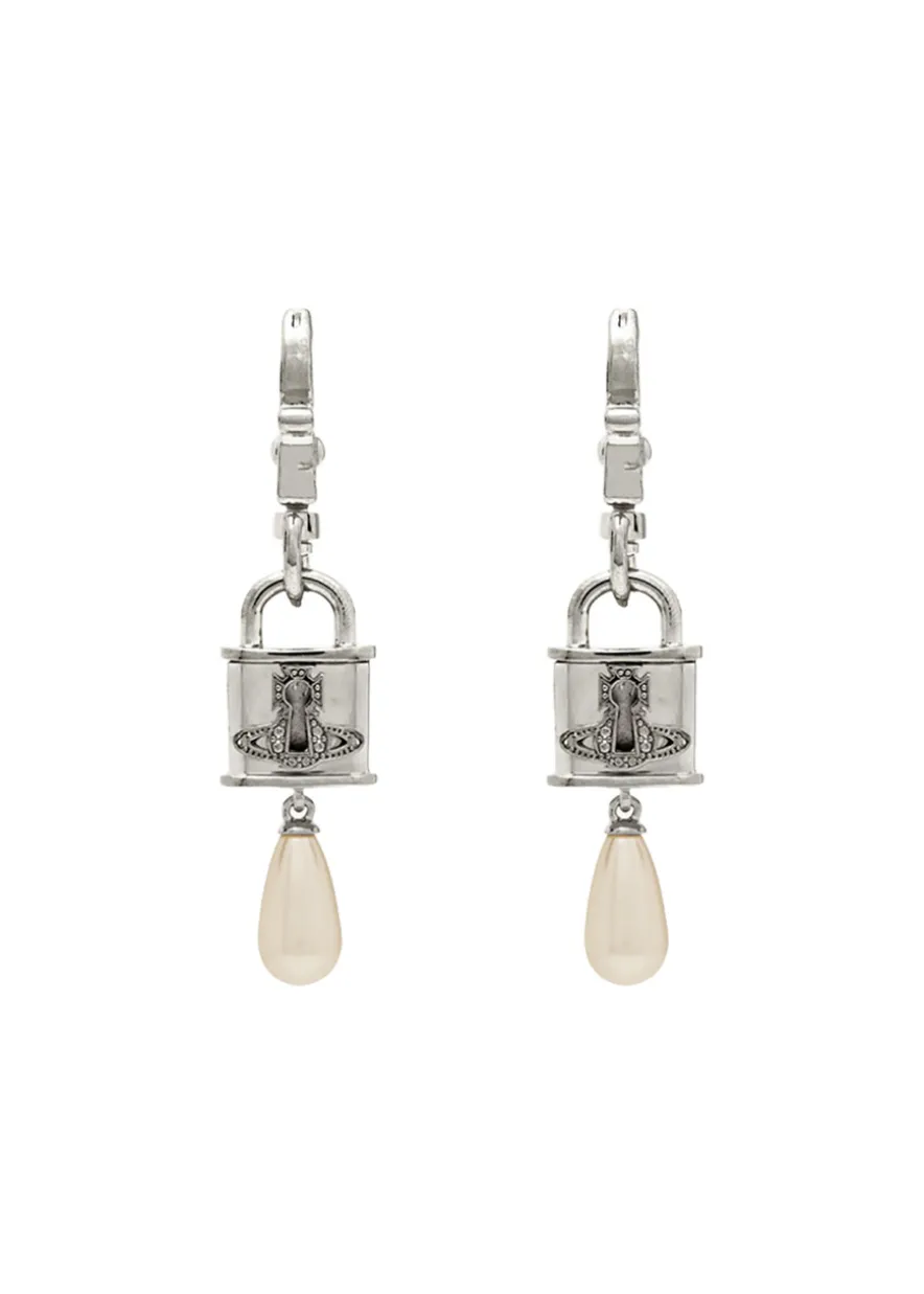Celestia small padlock drop earrings