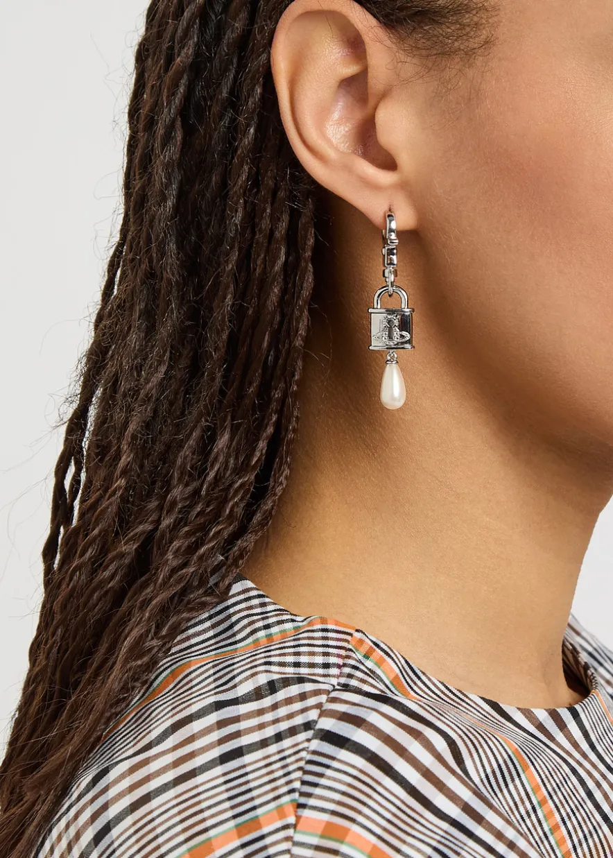 Celestia small padlock drop earrings