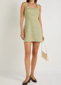Celosia gingham-jacquard linen mini dress
