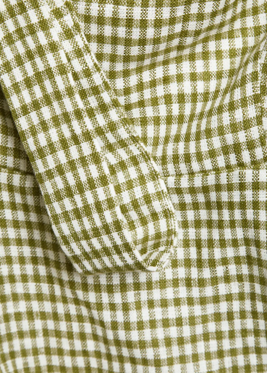 Celosia gingham-jacquard linen mini dress
