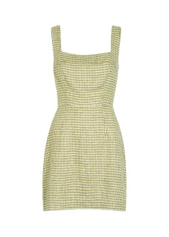 Celosia gingham-jacquard linen mini dress
