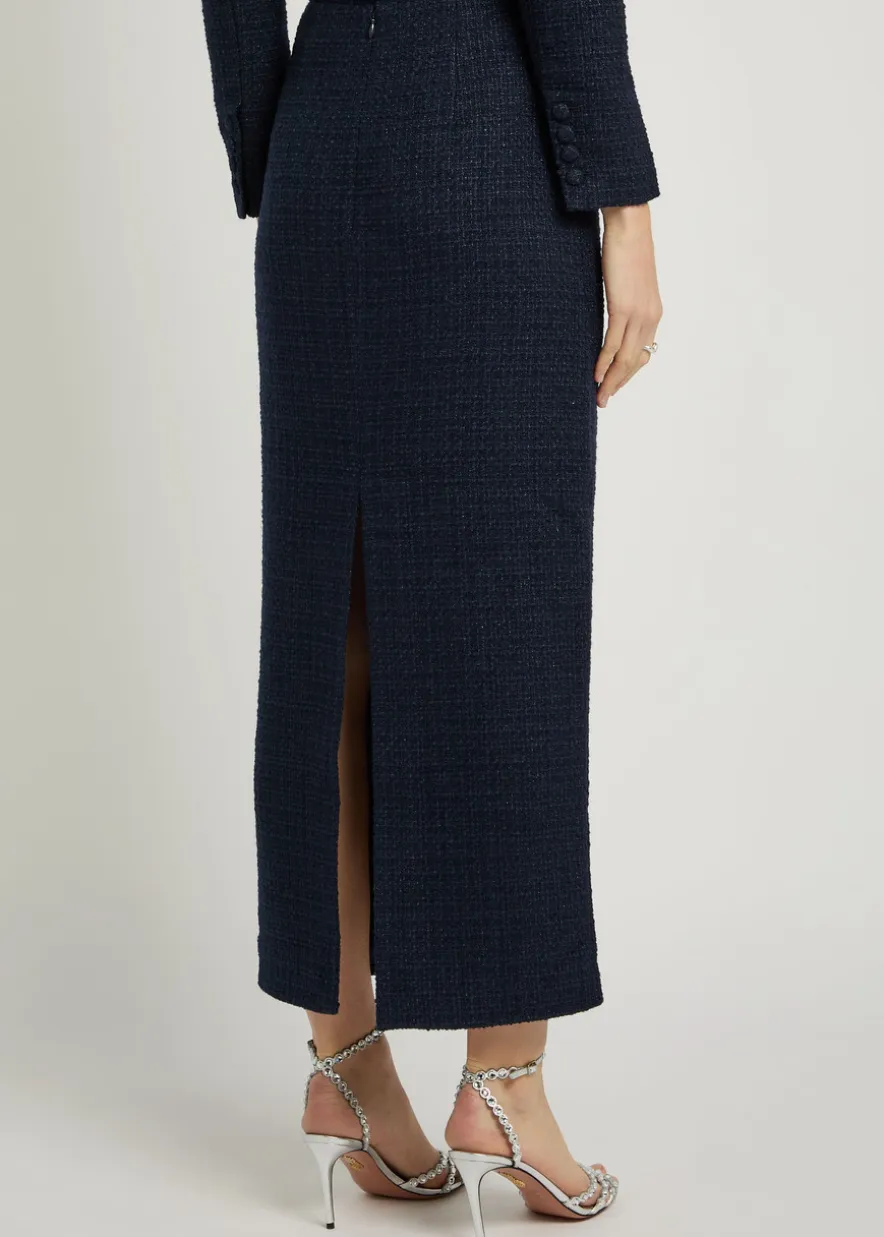 Ceremony metallized bouclé midi skirt