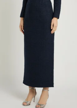 Ceremony metallized bouclé midi skirt