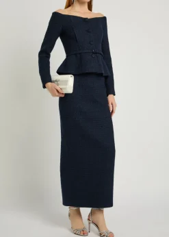 Ceremony metallized bouclé midi skirt
