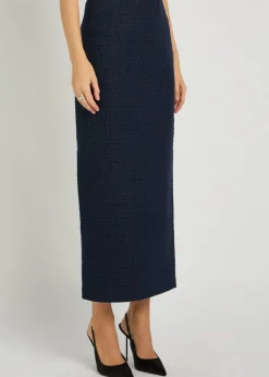 Ceremony metallized bouclé midi skirt