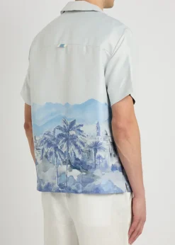 Cezane jacquard satin and silk-blend shirt