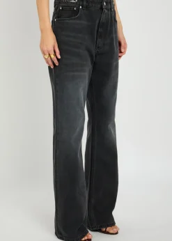 Chain-embellished straight-leg jeans