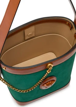 Chain small leather and suede bucket bag