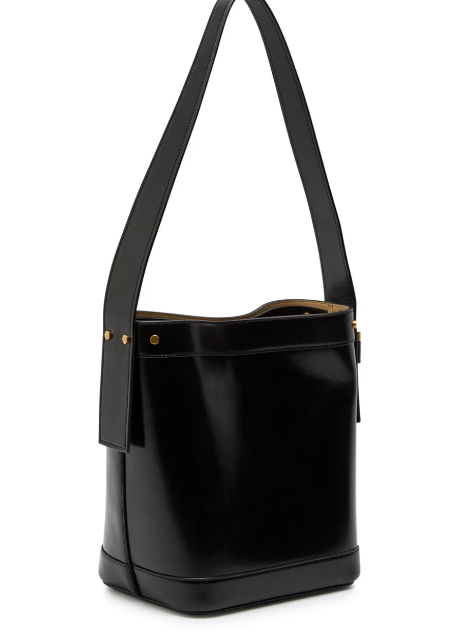Chain small leather bucket bag