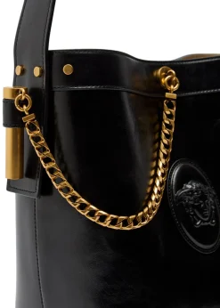 Chain small leather bucket bag
