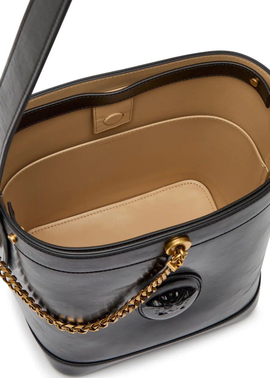 Chain small leather bucket bag
